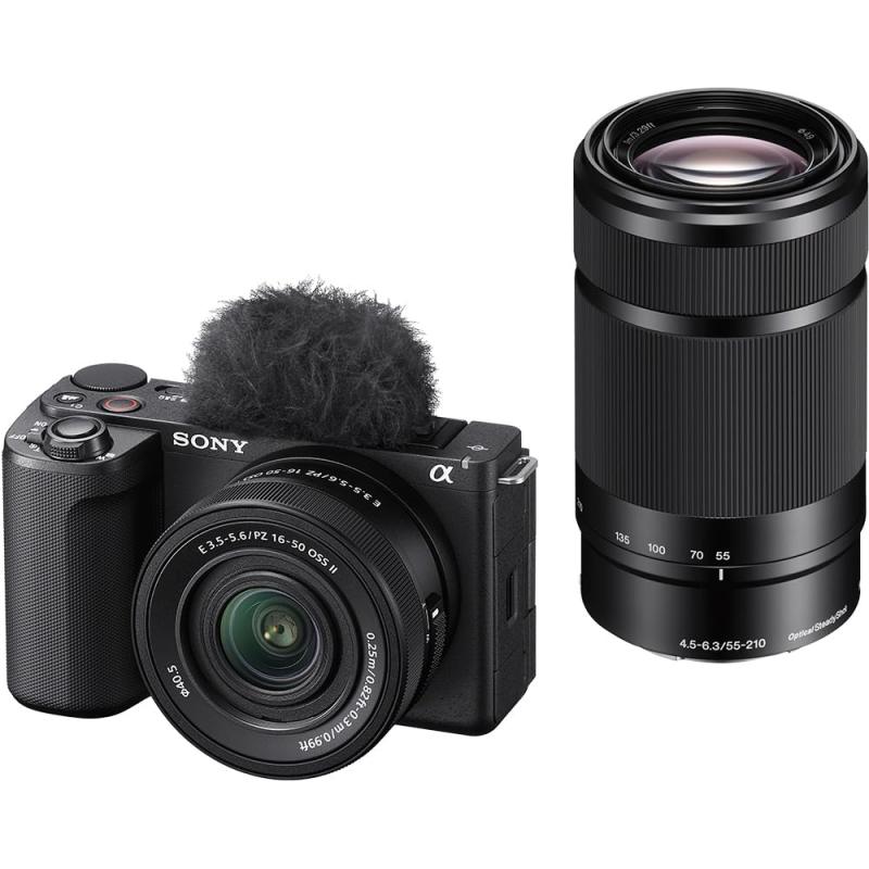 【中古】SONY(ソニー) Vlog用カメラ レンズ交換式VLOGCAM APS-C ミラーレス一眼カメラ ZV-E10M2 ダブルズームレンズキット(同梱レンズ:SELP16502+SEL55210) ウィンドスクリーン付属 ブラック ZV-E10M2