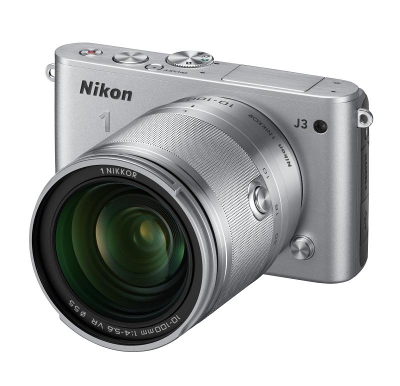 【中古】Nikon 鏡鑑受け答え一眼 Nikon 1 しろがね色 J3 小型10倍望遠レンズ一揃いの道具1 NIKKOR VR 10-100粍 f/4-5.6嘱する しろがね色 N1J310ZKSL 写真機 中古 一般受け おすすめ 高画質