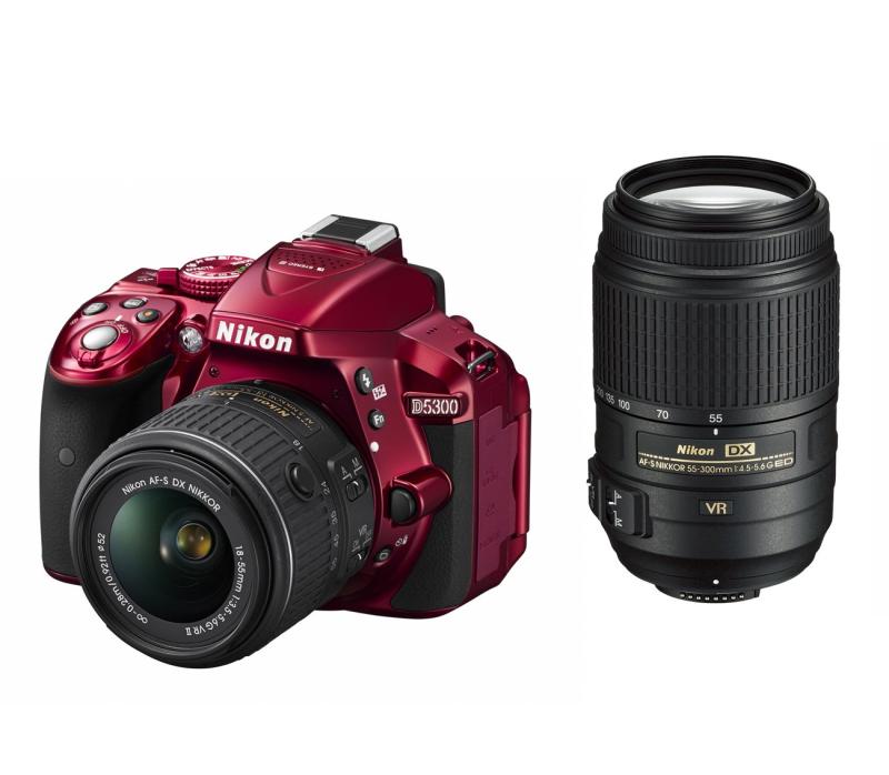 【中古】デジタル一眼二眼レフ写真機 D5300 ダブルズームキット 赤いこと 赤いこと 2400万絵素 3.2型液晶 D5300WZRD 写真機 一眼二眼レフ 鏡鑑受け答え 水晶体 中古 一般受け おすすめ 高画質