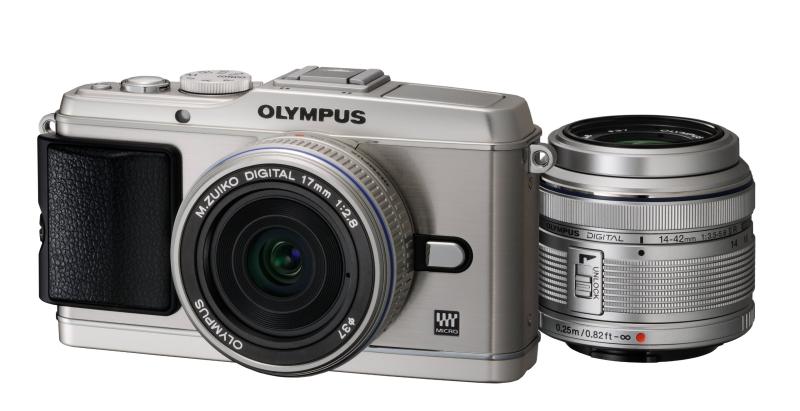 【中古】OLYMPUS 鏡鑑受け答え一眼 PEN E-P3 ツインレンズキット しろがね色 E-P3 TKIT SLV