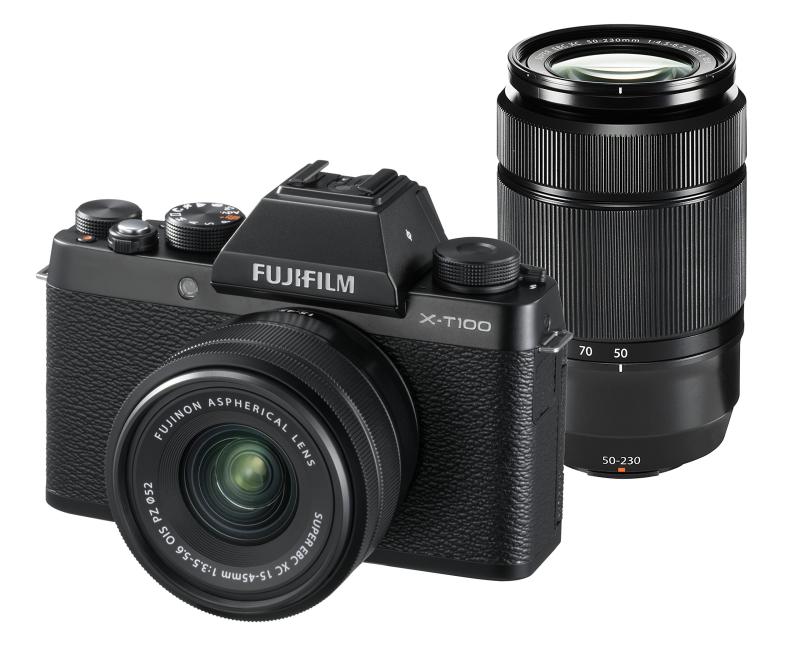 【中古】FUJIFILM 銀鏡受け答え一眼 X-T100ダブルズームレンズキット 黒いこと X-T100WZLK-B
