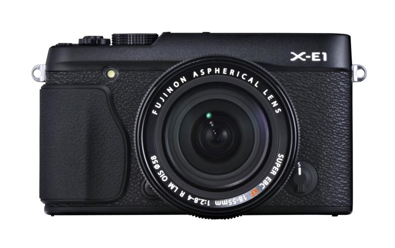 【中古】FUJIFILM 鏡鑑受け答え一眼写真機 X-E1 水晶体一揃いの道具 望遠レンズ嘱する 黒いこと X-E1/XF18-55 SET B