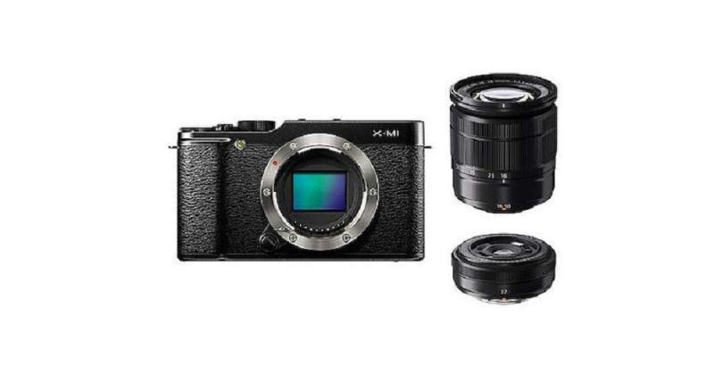 【中古】FUJIFILM 鏡鑑受け答え一眼 ダブルレンズキット 黒いこと F X-M1B/1650/27KIT