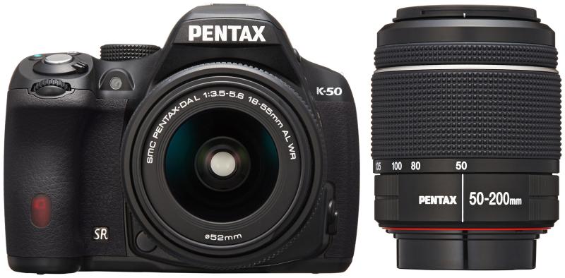 【中古】RICOH デジタル一眼レフ PENTAX K-50 DAL18-55mmWR・DAL50-200mmWRダブルズームキット ブラック K-50 WZOOM KIT BLACK 10907｜カメラFanks-PROShop2nd店