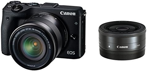 【中古】Canon ミラーレス一眼カメラ EOS M3 ブラック ダブルレンズキット(ブラック) EF-M18-55mm F3.5-5.6 IS STM EF-M22mm F2 STM 付属 EOSM3BK-WLK カメラ 中古 人気 おすすめ 高画質