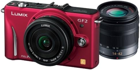 【中古】パナソニック デジタル一眼カメラ GF2 ダブルレンズキット(14mm/F2.5パンケーキレンズ、14-42mm/F3.5-5.6標準ズームレンズ付属) レッド フルハイビジョンムービー一眼 ファインレッド DMC-GF2 W-R カメラ 中古 人気 おすすめ 高画質