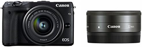 【中古】Canon ミラーレス一眼カメラ EOS M3 ブラック ダブルレンズキット(ブラック) EF-M15-45mm F3.5-6.3 IS STM EF-M22mm F2 STM 付属 EOSM3BK-WLK2 カメラ 中古 人気 おすすめ 高画質