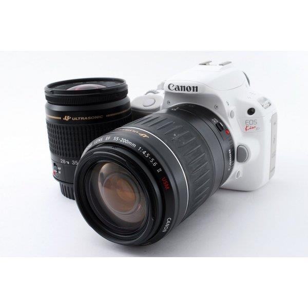 【中古】キヤノン Canon EOS Kiss ホワイト X7 ダブルズームセット ホワイト 美品 ストラップ付き カメラ 中古 人気 おすすめ 高画質 54,800円