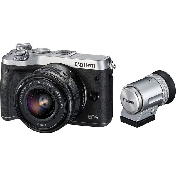 【中古】キヤノン Canon EOS M6 しろがね色 水晶体EVF一揃いの道具 しろがね色 EOSM6SL-1545ISEVFK 写真機 中古 一般受け おすすめ 高画質