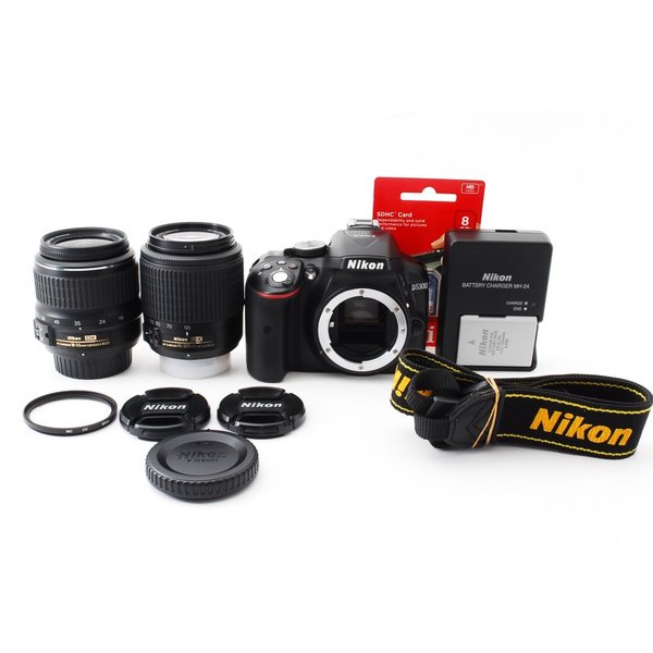 ニコン Nikon D5300 ダブルズームセット ブラック 美品 SDカード付き