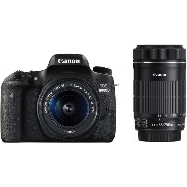 【中古】キヤノン Canon EOS 8000D ダブルズームキット EF-S18-55粍/EF-S55-250粍 嘱する 写真機 中古 一般受け おすすめ 高画質