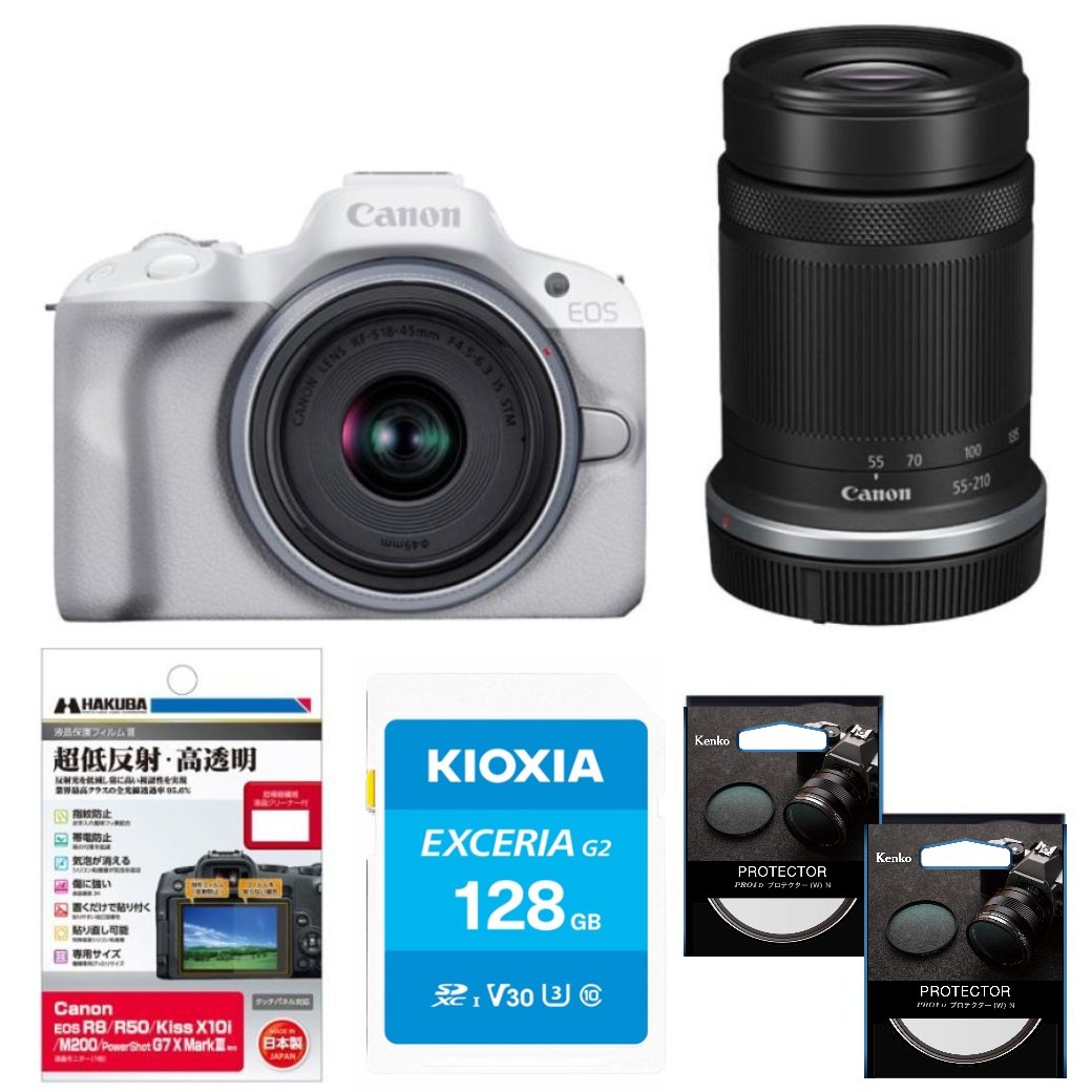 [新品]【お買い得セット】Canon キヤノン EOS R50 ダブルズームキット ホワイト（キャンペーン対象商品）※初心者におすすめ!!※