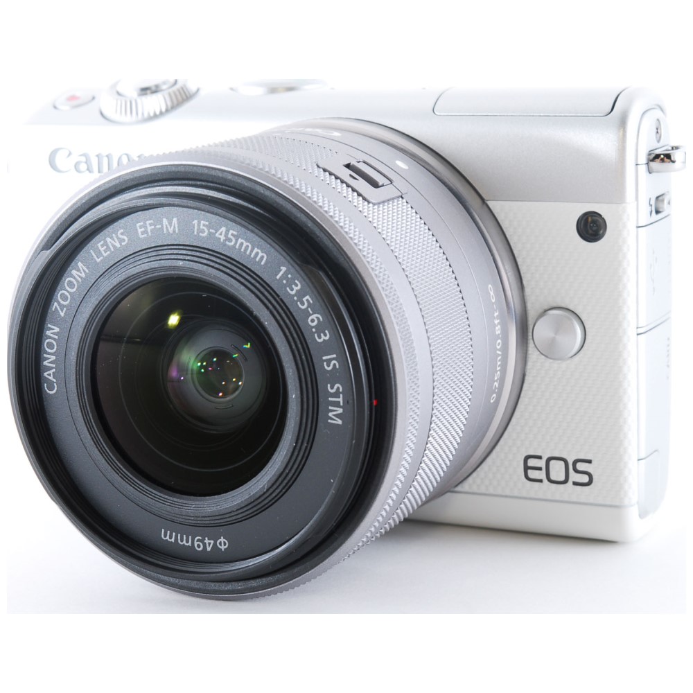 Canon キヤノン Eos M100 15 45mm レンズキット ホワイト ミラーレス一眼 カメラ Sdカード付き Wi Fi 自撮り 動画撮影 中古 Hostalbuenosaires Cat