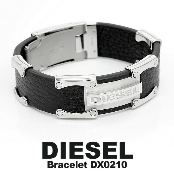 楽天市場 送料無料 Diesel ディーゼル ブレスレット 本革レザー メンズ アクセサリー プレート シルバー Dx0121 Men S Bracelet 腕輪 Cameron
