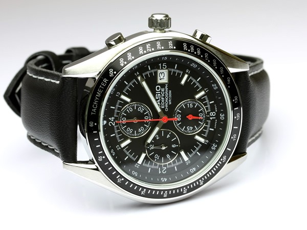 edifice leather belt watches