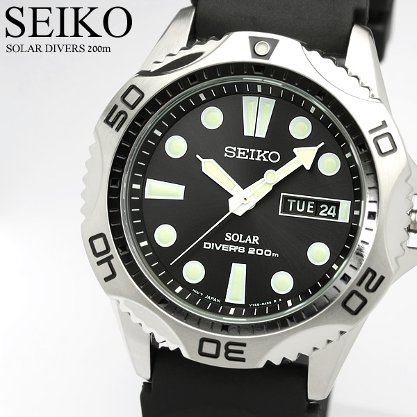 楽天市場 送料無料 セイコー 腕時計 セイコー Seiko 腕時計 メンズ ダイバーズウォッチ ソーラー 気圧防水 ブラックラバー Sen107p2 Men S うでどけい Cameron