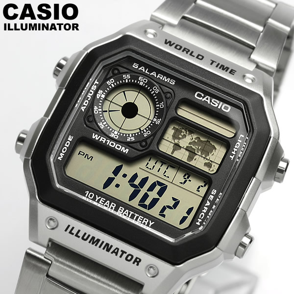 【楽天市場】【CASIO カシオ】 デジタルウォッチ 腕時計 メンズ ワールドタイム 10気圧防水 AE1200WHD1AVDF 海外