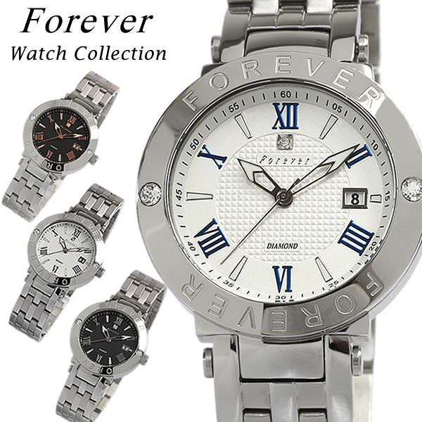 【楽天市場】【Forever】 【フォーエバー】 メンズ 腕時計 時計 ウォッチ 男性用 天然ダイヤモンド クリスタル FG-1203 MEN