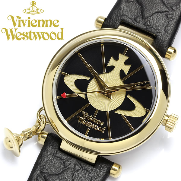 【Vivienne Westwood】 ヴィヴィアンウエストウッド ウオッチ レディース 本革なめし革 オーブチャーム付き添い人 VV006BKGD ブランド名 亭主もち用 ladies 御覧になる うでどけい