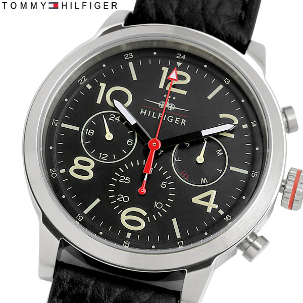 トミーヒルフィガー 腕時計 1792030 マットブラック レッド 男性