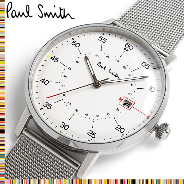 半額 クオーツ Gauge ゲージ Smith Paul ポールスミス 送料無料 メンズ P ファッション クラシック ステンレス 日付カレンダー 3気圧防水 クオーツ ウォッチ メッシュベルト シルバー 腕時計 メンズ腕時計 Ingenierowhite Com