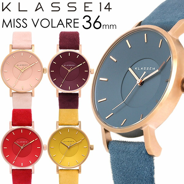 【百貨店SALE】【二分の一 50%OFF】【BOXなしの利得大特価】KLASSE14 位置付け14 MISS VOLARE 36粍 石英ウォッチ 5空圧雨合羽 Camoscioなめし革 アナログ3針 サファイアクリスタルガラス VO17MV