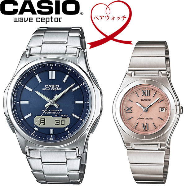 【送料無料】ペアウォッチ CASIO カシオ wave ceptor 電波ソーラー 腕時計 二本セット WVA-M630D-2AJF LWQ-10DJ-4A1JF 父の日 ギフト バレンタイン|CAMERON