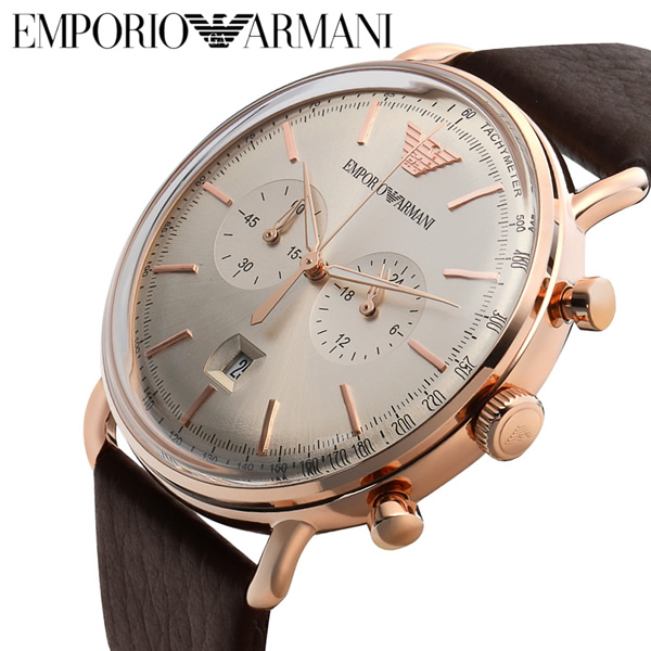 【楽天市場】【訳あり特価・箱 取説なし】EMPORIO ARMANI エンポリオアルマーニ クロノグラフ メンズ ブラウン ゴールド 腕時計