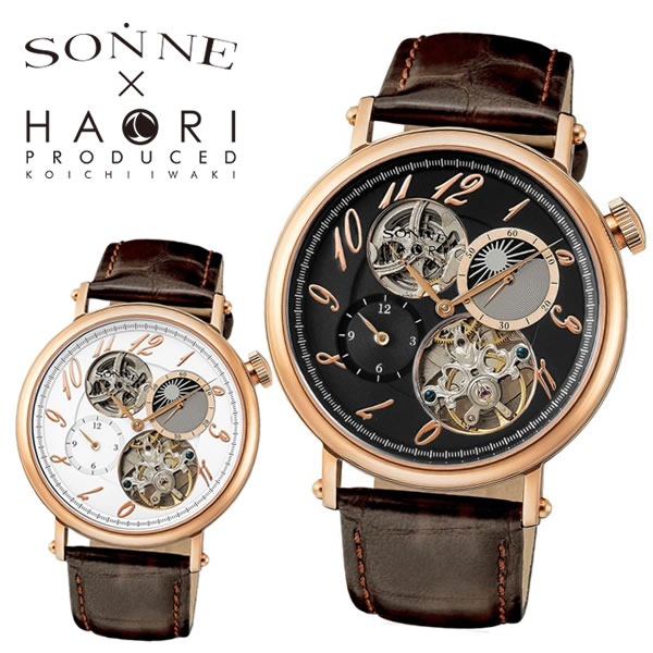上質で快適 Sonne Haori ゾンネ ハオリ 腕時計 ウォッチ メンズ 自動巻き シースルーバック カーフ革 43mm 日常生活防水 ギフト プレゼント Sonne H025pg Cameron 手数料安い Terraislandica Com
