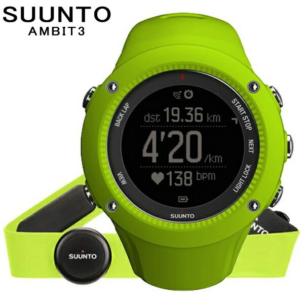 古典 訳あり スリーブなし Suunto スント 腕時計 時計 Gps スポーツウォッチ 防水 充電式 Gps機能 心拍ベルト付き ライム グリーン アンビット3 ラン Hr Ss 男女兼用腕時計