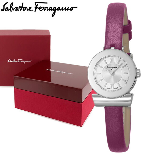 セール☆Salvatore Ferragamoガンチーニレッドレザー腕時計 Salvatore Ferragamo フェラガモ Ferrgamo ガンチーニ