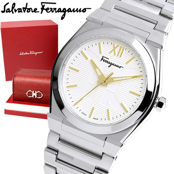 SalvatoreFerragamo サルヴァトーレフェラガモ 腕時計 メンズ ブランド プレゼント ステンレス シルバー 白 シンプル ガンチーニ ベガ sfyf00421