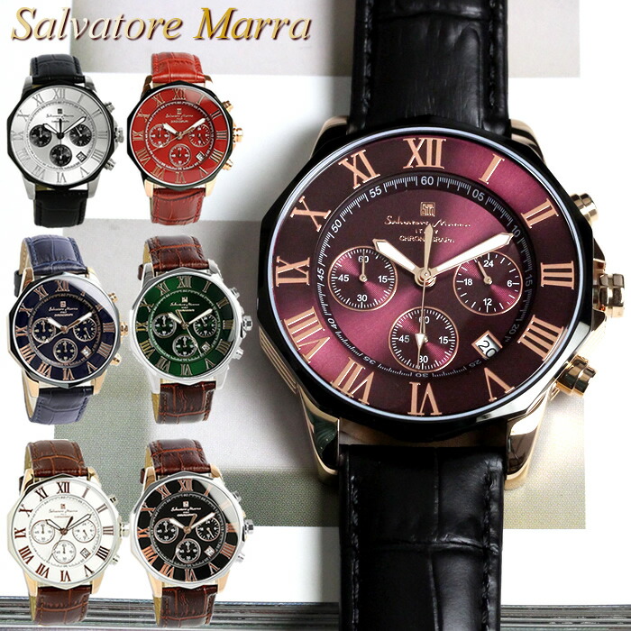 【百貨店SALE】Salvatore Marra サルバトーレマーラ ウオッチ メンズ 革三尺帯 なめし革 クロノグラフ 押さえるひな形 ブランド名 度合い 御覧になる 差し上げ物 SM15104