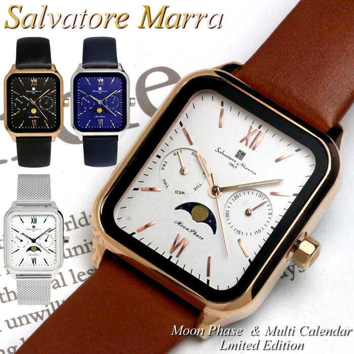 【百貨店SALE】【二分の一以下】Salvatore Marra サルバトーレマーラ お月さま位相角 ウオッチ メンズ 真四角 角型 押さえるひな形 革三尺帯 なめし革 メッシュ三尺帯 ブランド名 古典派音楽 差し上げ物 差し上げ物 御覧になる SM24112