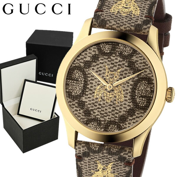 【百貨店SALE】グッチ ウォッチ メンズ レディース 時辰儀 GUCCI G一時停止受け答え 38粍 革胴締め 蜂 ビー ハチ 名書き 赤銅色 ゴールド スイス連邦製 ブランド名 一般受け 御覧なさる 差し上げ物 YA1264068