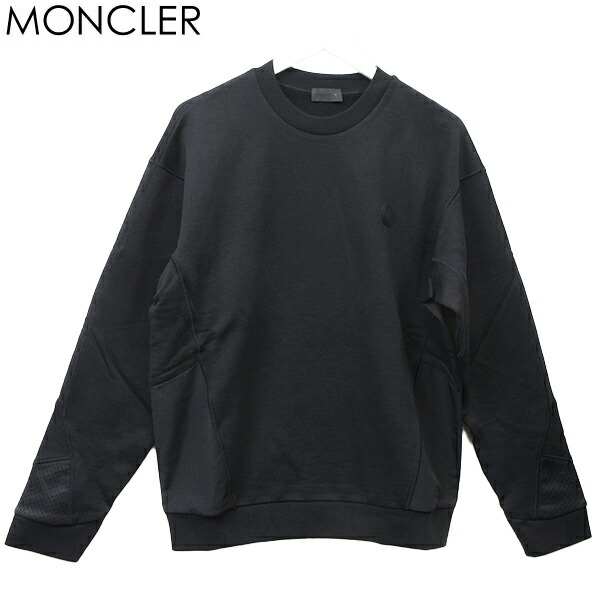 【真贋鑑定済み】モンクレール☆ワンポイントロゴ入りスウェット ブラック 入手困難 MONCLER モンクレール クリスタル ロゴ クルーネック トレーナー