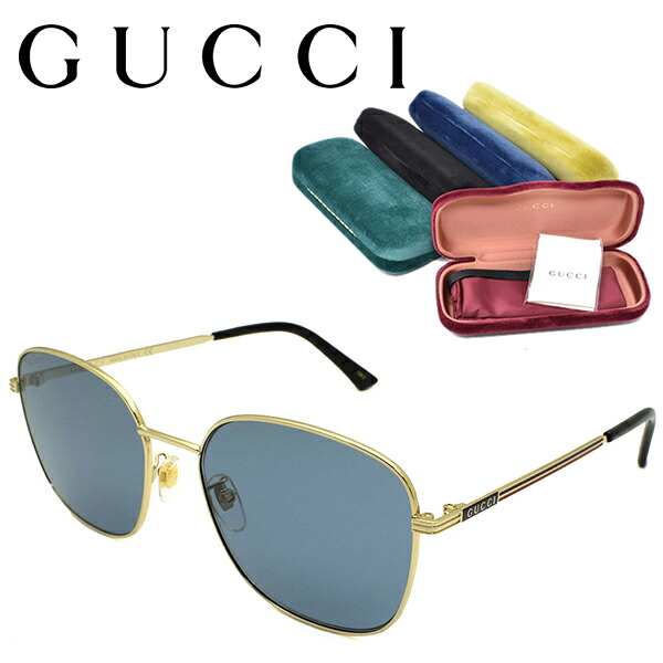 GUCCI グッチ サングラス メンズ レディース ブランド アイウェア UVカット 日焼け対策 メガネ ケース付 プレゼント ギフト アジアンフィット GG0837SK-003 ゴールド ブルー 国内正規品