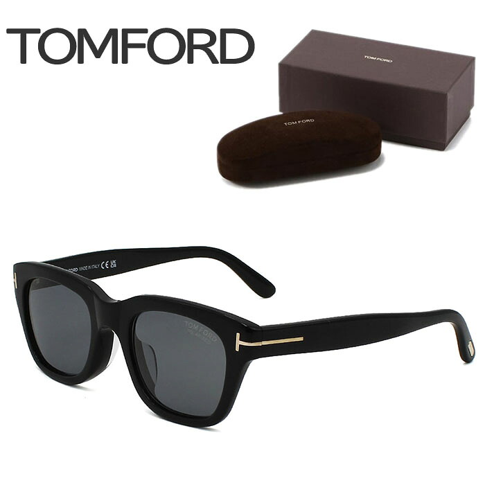 TOMFORD トムフォード サングラス スノードン 偏光レンズ アジアンフィット メンズ レディース ブランド UVカット 日焼け対策 ケース付 ウェリントン ブラック FT0237-F-01D-51｜CAMERON 28,470円