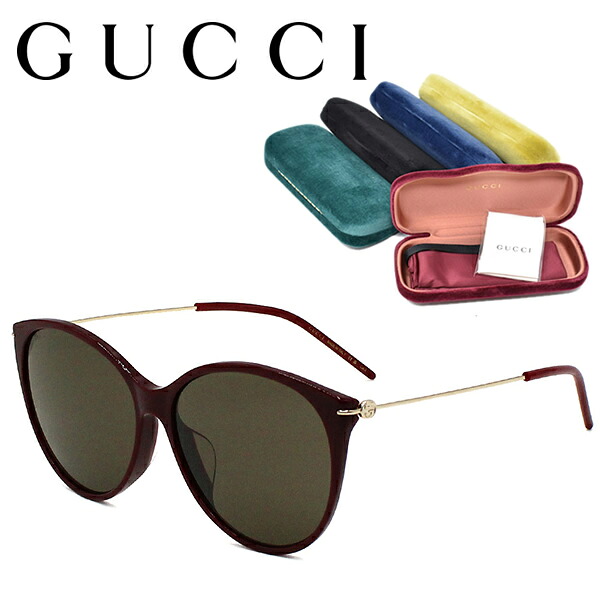 GUCCI グッチ 黒眼鏡 メンズ レディース ブランド名 アイウェア UVとり捨てる 日焼打つ手 眼鏡 入れもの付 差し上げ物 差し上げ物 アジアン相応う バーガンディ 赤銅色 GG1268SA-003 国内置き目品