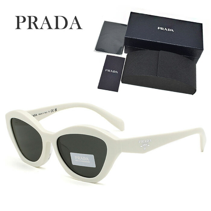 プラダ サングラス メンズ レディース ブランド アイウェア UVカット 日焼け対策 ケース付 プレゼント ギフト PRADA ホワイト 0PRA02SF-17K08Z-55