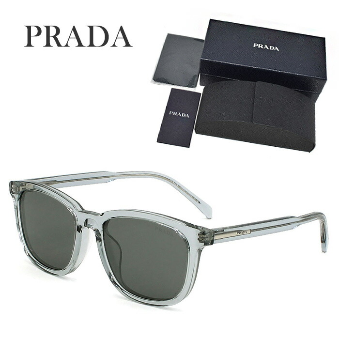 プラダ サングラス メンズ レディース ブランド アイウェア UVカット アジアンフィット 日焼け対策 ケース付 ギフト PRADA クリア グレー 0PRA21SF-19T175-55