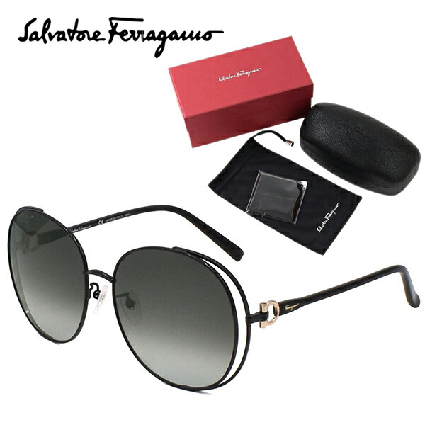 Salvatore Ferragamo サルヴァトーレ フェラガモ サングラス レディース ブランド アイウェア UVカット 日焼け対策 メガネ ケース付 プレゼント ギフト アジアンフィット 国内正規品 シャイニーブラック グレーグラデーション SF283SA-001｜CAMERON