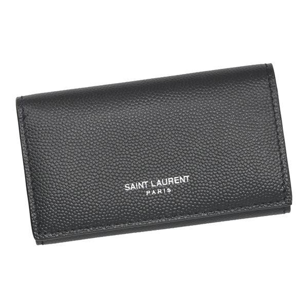 SAINT LAURENT ブラック レザー キーケース　ロゴ刻印　ユニセックス SAINT LAURENT ブラック レザー キーケース ロゴ刻印 ユニセックス