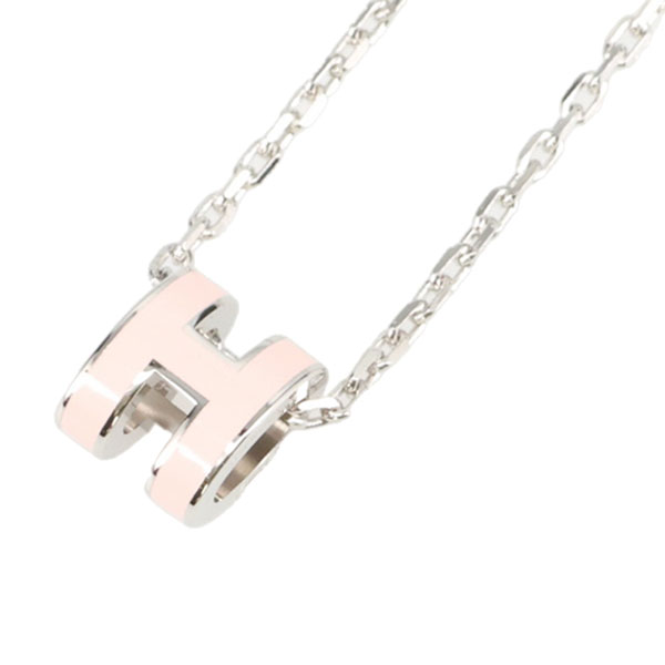 エルメス ポップアッシュ ネックレス ミニ HERMES ローズドラジェ シルバー 147992 POP H ポップH
