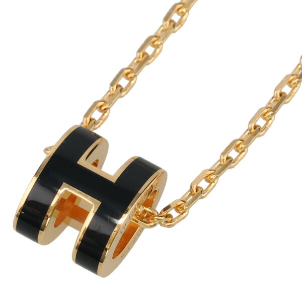エルメス ポップアッシュ ネックレス ミニ HERMES ブラック ゴールド 147992 POP H ポップH｜カミーノ