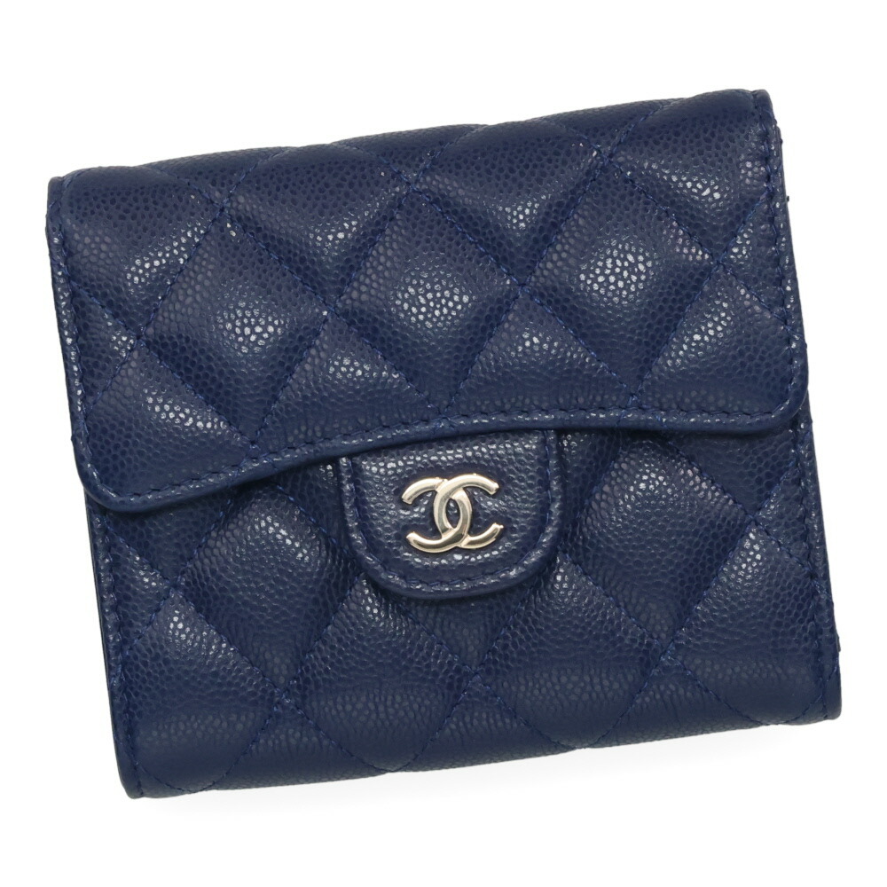 CHANEL 財布 シャネル CHANEL 2つ折り財布 キャビアスキン CLASSIC COMPACT BI FOLD