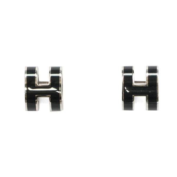 エルメス ポップアッシュ ミニ ピアス HERMES ブラックシルバー 608002 POP H ポップH