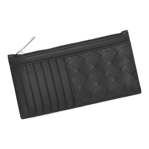 ボッテガヴェネタ 歌留多 鋳貨 容れもの メンズ BOTTEGA VENETA イントレチャート ロングファスナーカードケース 766155 VCPQ3 8803 黒いこと