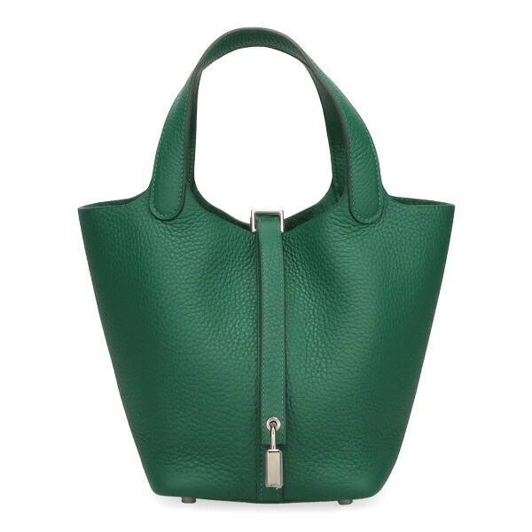 エルメス ピコタン PM 18糎 HERMES トリヨンクレマンス ヴェールモワイヤン しろがね色金具 056289 K目じるし