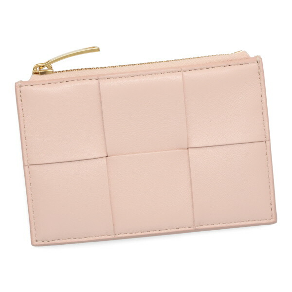ボッテガヴェネタ 歌留多 コインケース BOTTEGA VENETA テープ ファスナーカードケース 765460 VCQC4 6917 サクラ色ベージュ 名刺入れ-バッグ・小物・ブランド雑貨-財布・ケース